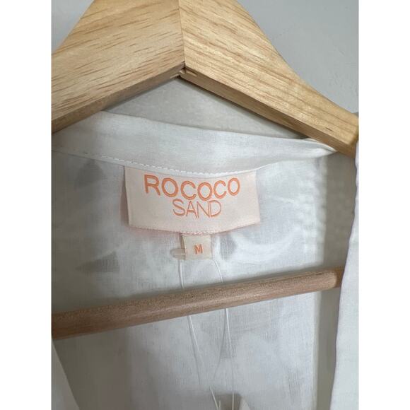 NWT Rococo Sand Leiko V-Neck Drawstring Short-Sleeve Eyelet Romper White Size: M - Picture 5 of 8